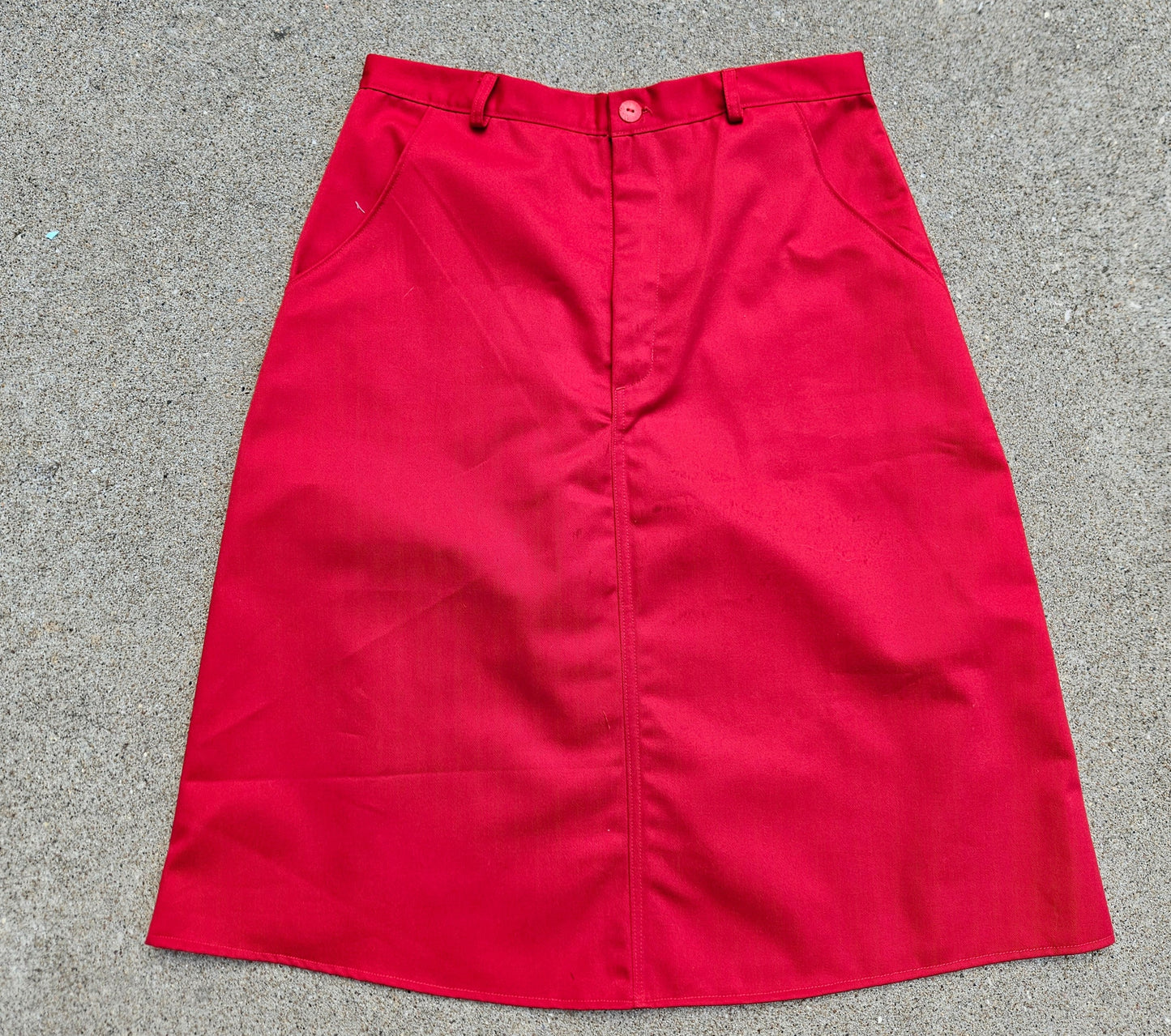 Adult Calf Length Twill Uniform Skirt Size 12 Red