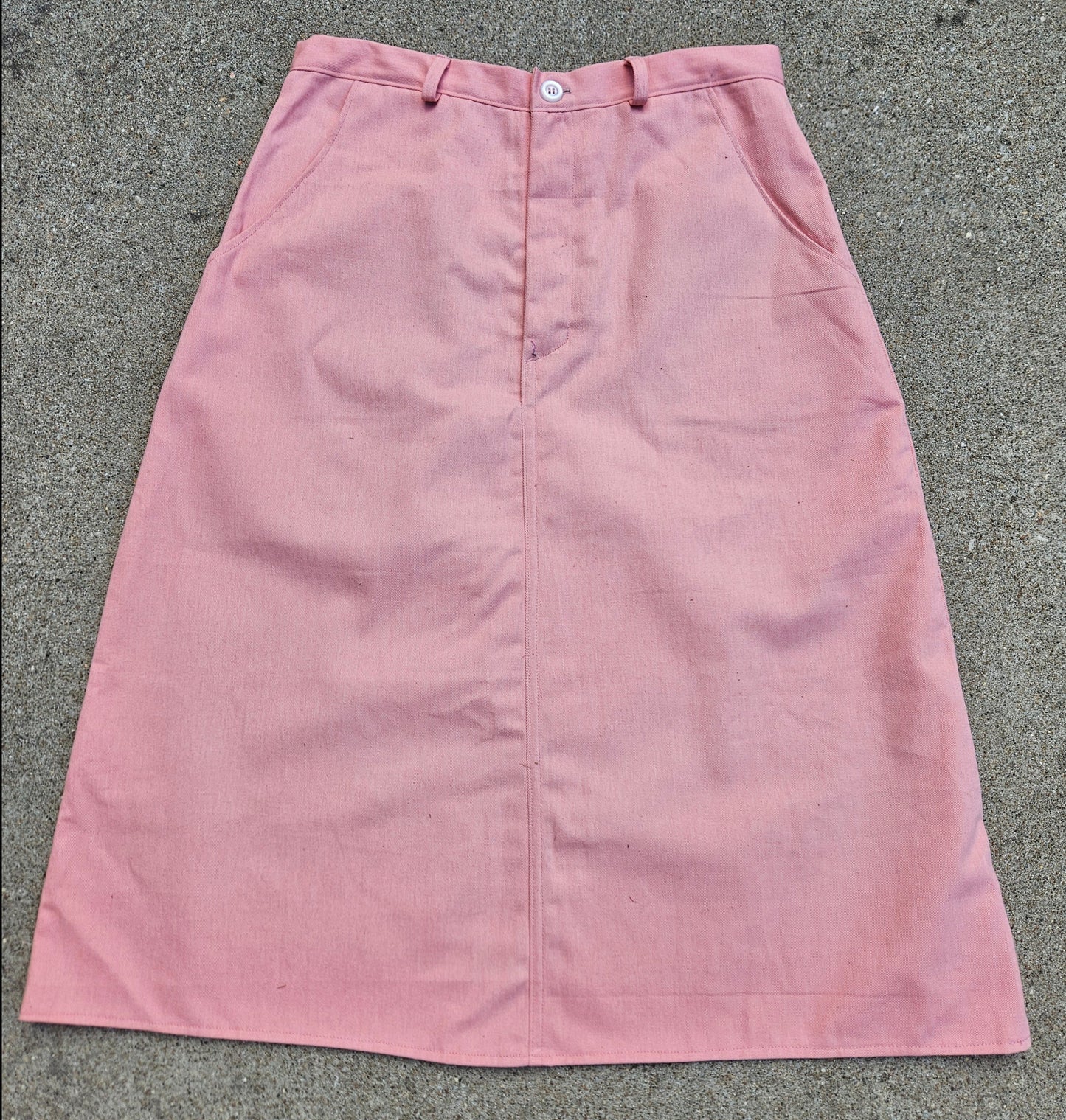 Adult Calf Length Pink/peach Denim Skirt Size 12