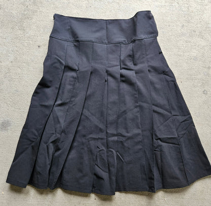 Long Black Pleated Skirt With Yoke - Size 14