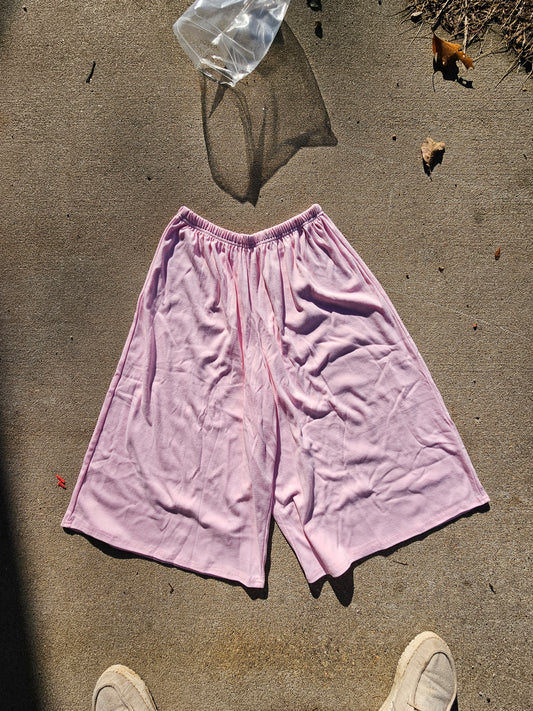 Ladies Knit Culottes Split Skirt - Elastic Waist- 28" Small Light Pink