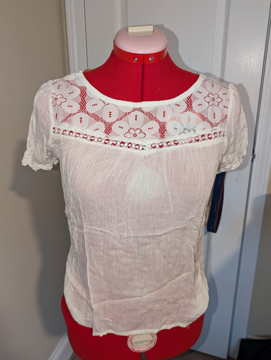 Short Sleeve Blouse in Blue or Cream | 2024 CLOSEOUT