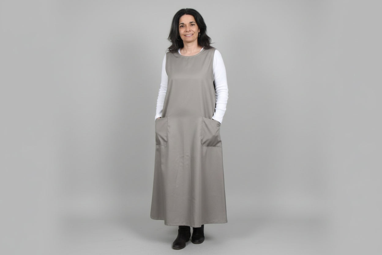 Ladies Jumper Dress-Ankle Length 50" - XL 50" / Silver Gray Twill Ladies Jumper Dress-Ankle Length 50" - XL 50" / Silver Gray Twill