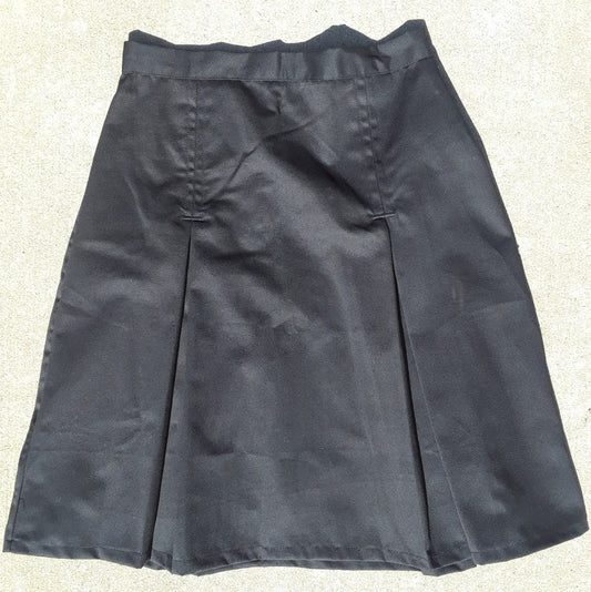 Modest Pleated School Uniform Skirt - Adult Sizes 12 Black Twill