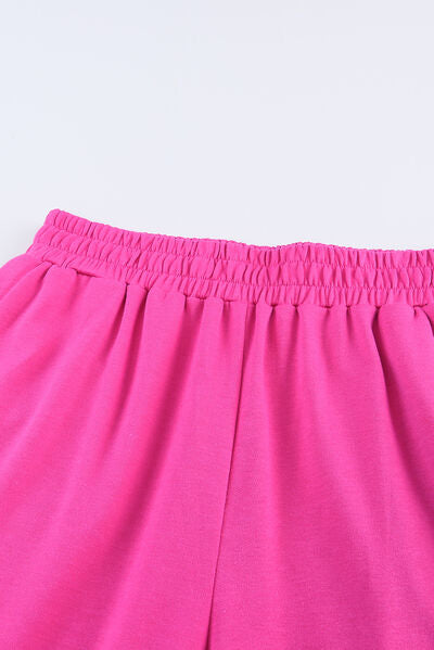 Modest Hot Pink Elastic Waist Pants with Pockets