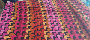 Maxi Skirt Fucia Orange and Brown zig print (stretchy) Medium