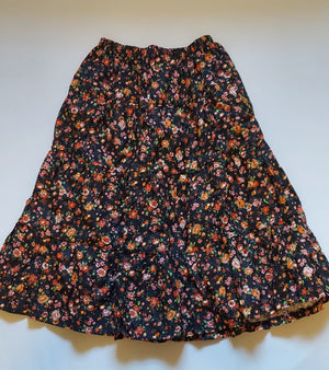 Girls Printed Prairie Skirt -Sizes12 -black orange floral