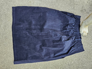 Child front pleat skirt in dark navy Corduroy -size Large