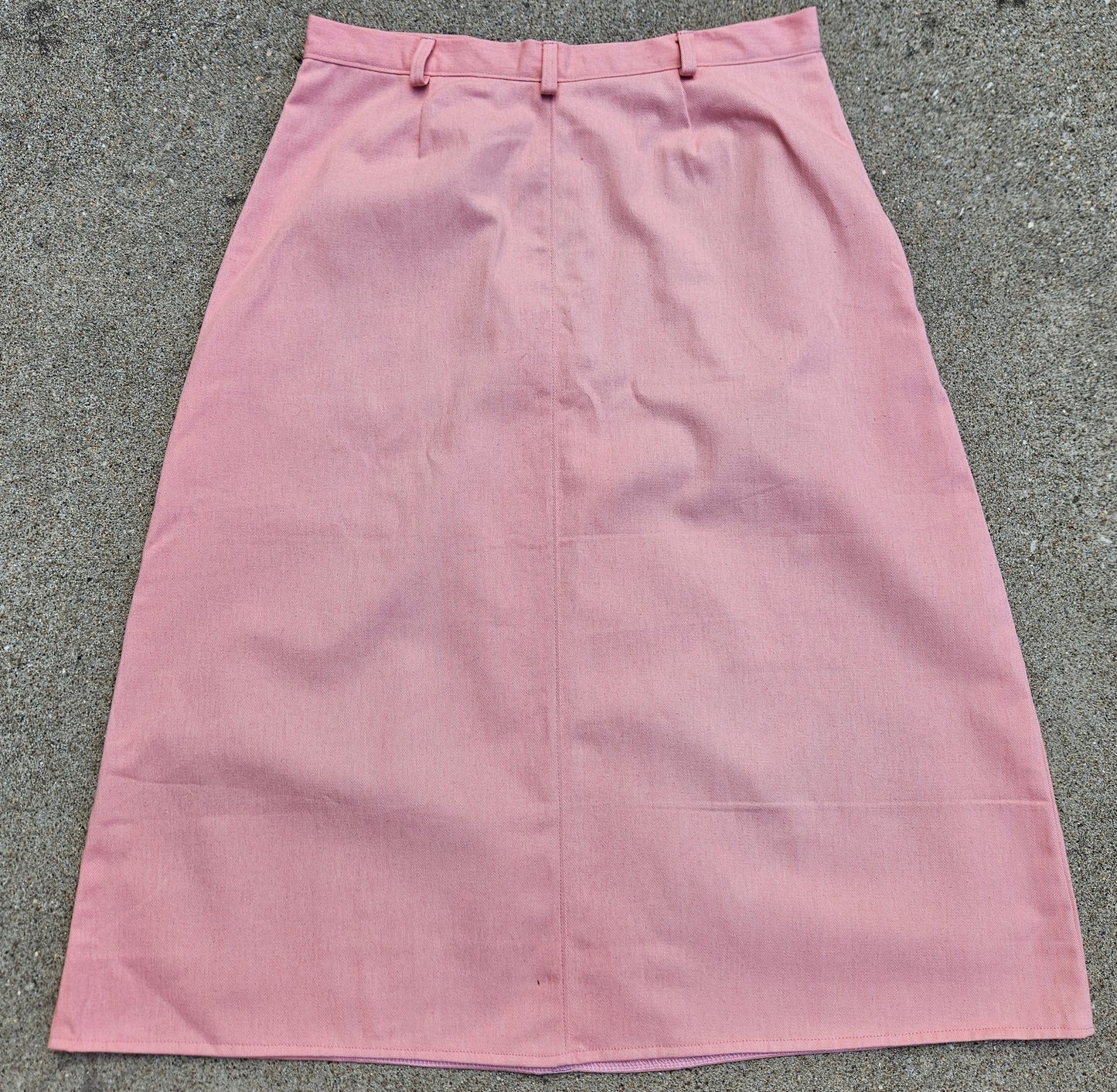 Adult Calf Length Pink/peach Denim Skirt Size 12