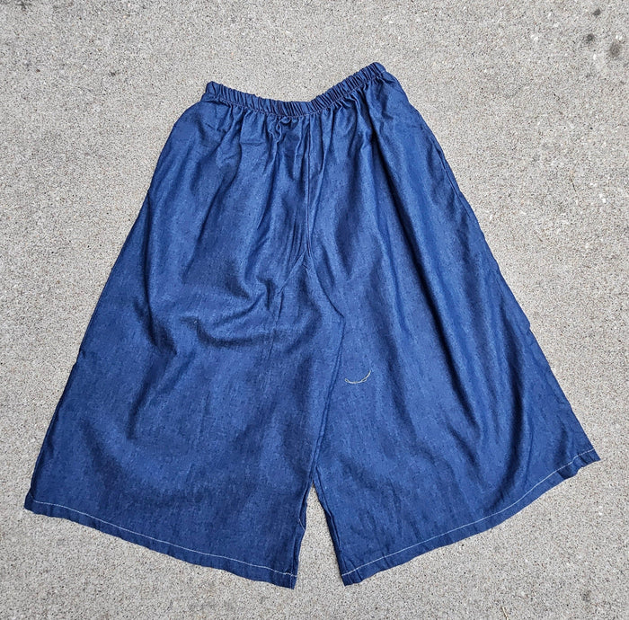 Everyday Activity Culottes - Navy Blue Denim Knit -Medium