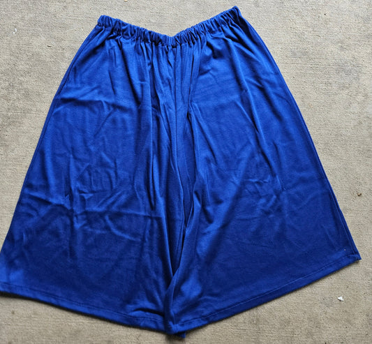 Ladies Knit Culottes Split Skirt - Elastic Waist- Medium 25" Royal Blue
