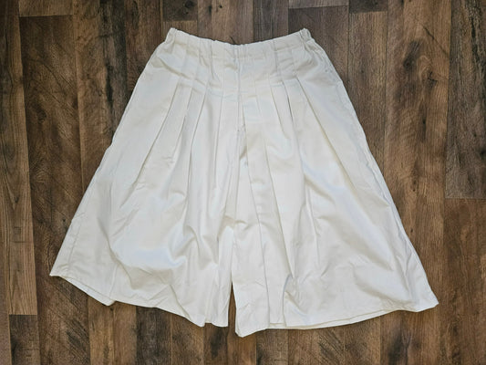 Girls Modest Full Pleated Culotte white twill CHild XL