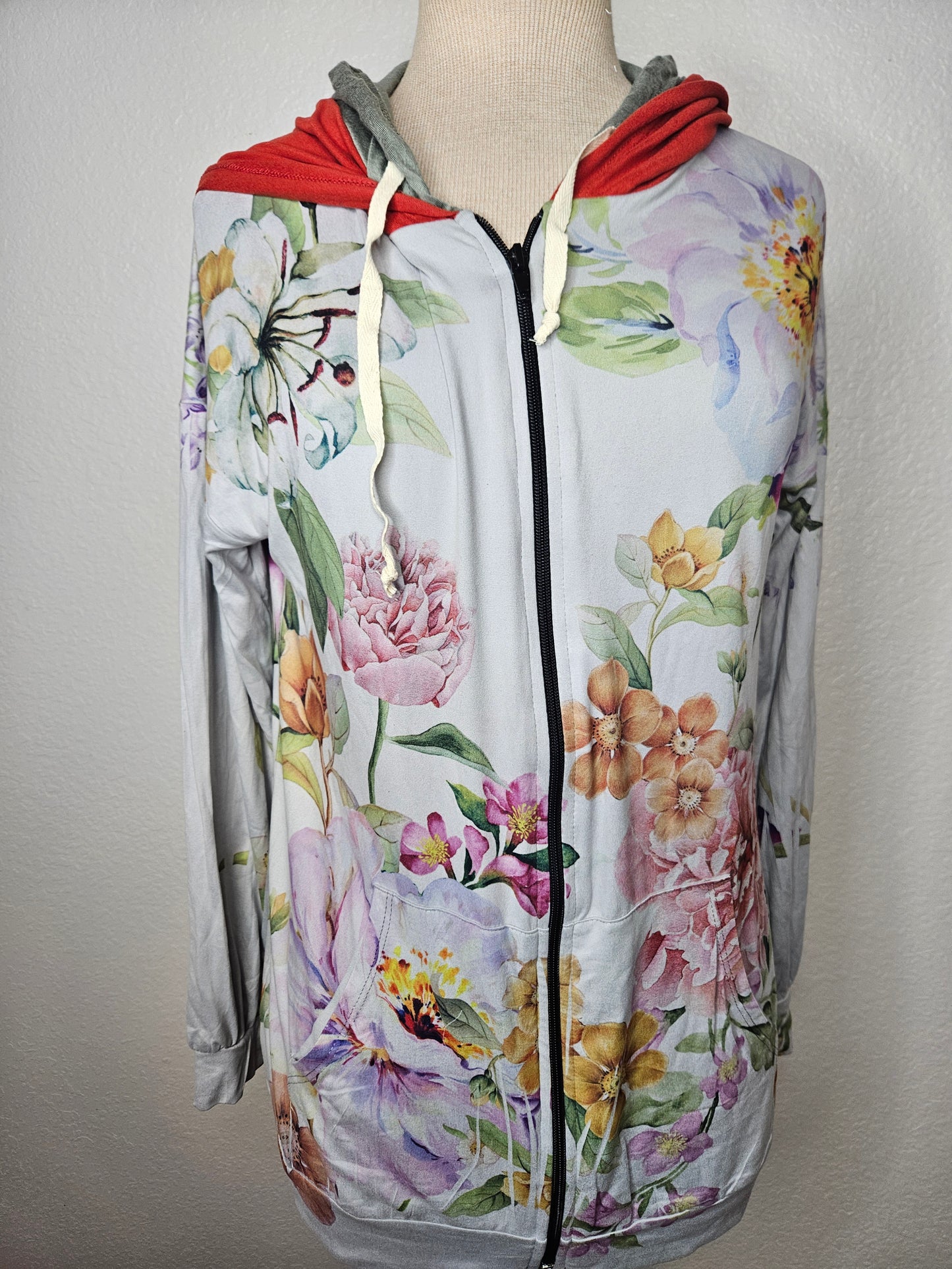 Full Zipper Lightweight Floral Jacket Hoodie Long Sleeve Small | 2024 CLOSEOUT