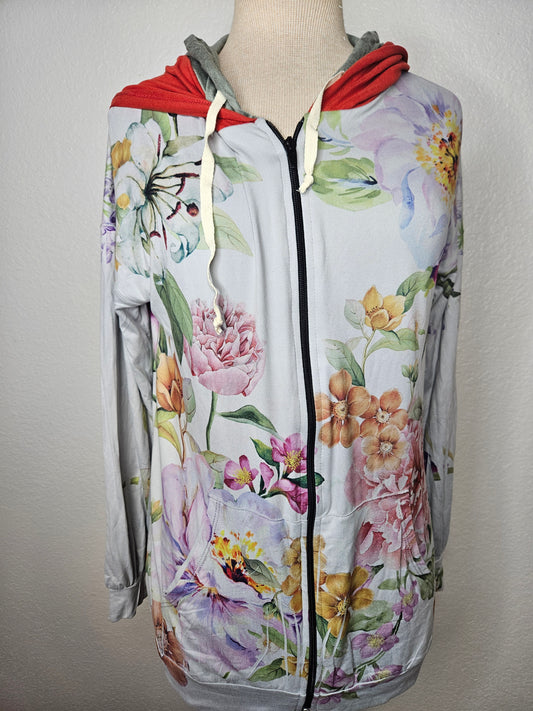 Full Zipper Lightweight Floral Jacket Hoodie Long Sleeve Small | 2024 CLOSEOUT