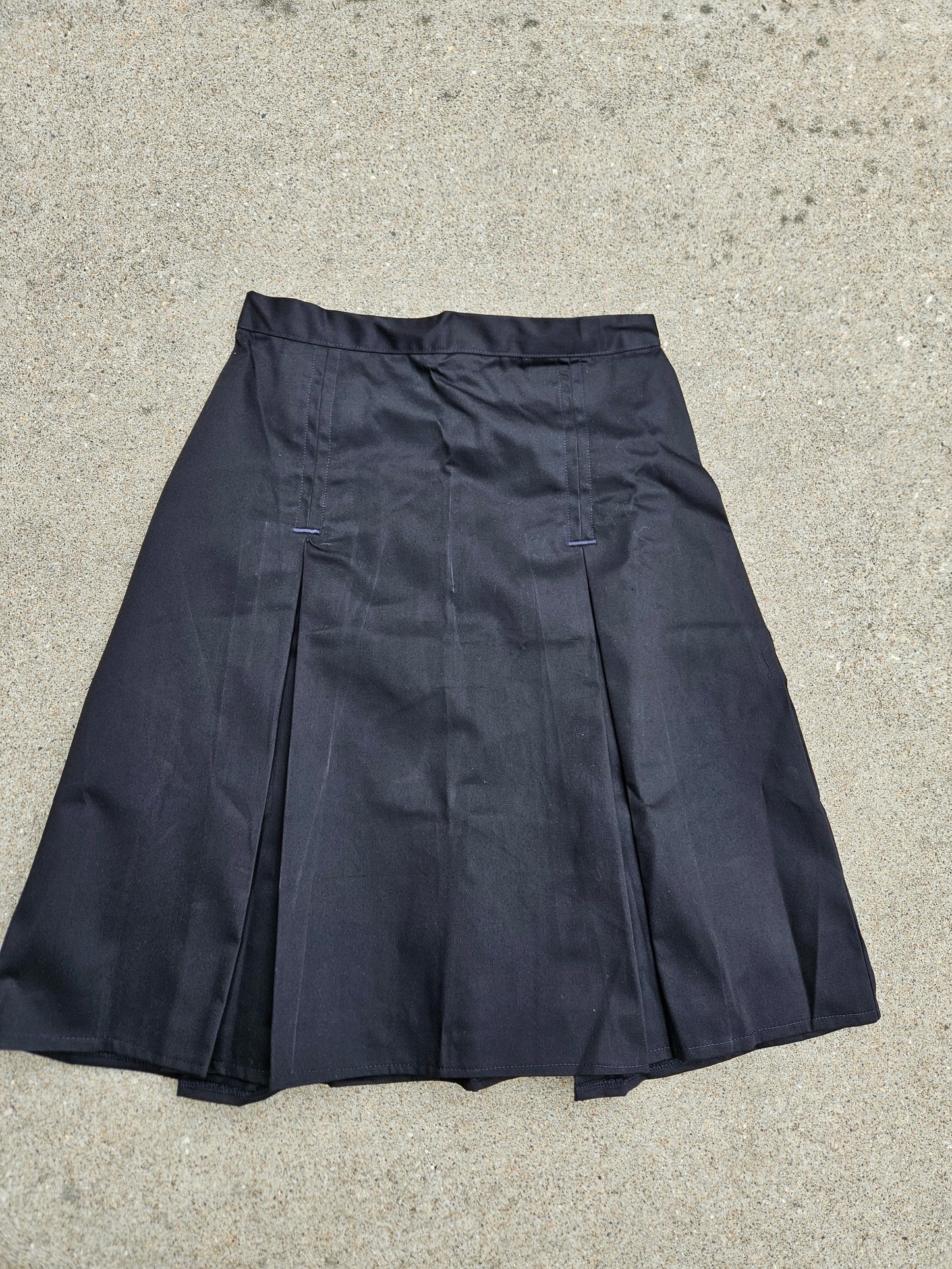 Adult Modest Pleated Uniform Skirt Black Twill Size 12