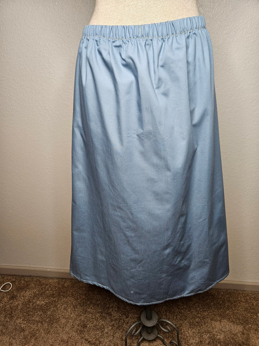Long Skirt Denim No Slit Light Blue Chambray Size Small Ankle Length