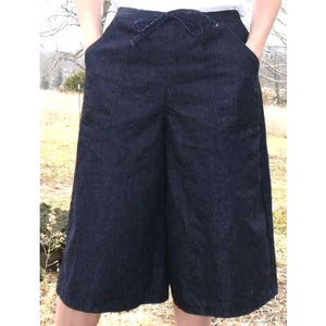 denim culotte with drawstring