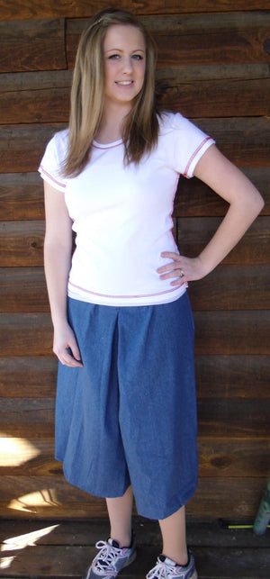 inverted box pleat culotte (picture is medium denim)
