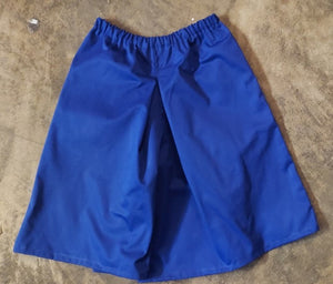 Elastic Waist Inverted Box Pleat Culottes -Royal Blue Twill  - XL