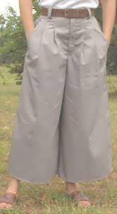 Front Pleat Culottes With Front Fly Zipper In long ankle length Medium-Grey Twill
