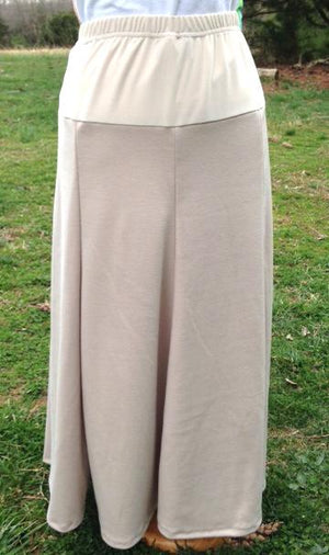 Long Khaki Twill Gored Maternity Skirt -XL