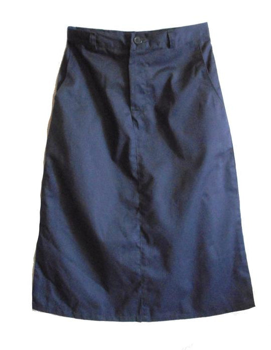 Modest Calf Length Twill Uniform Skirt with pockets-Navy Size 12