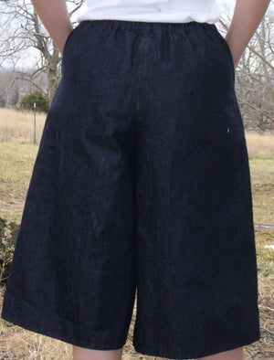 Denim Drawstring Culotte - Back