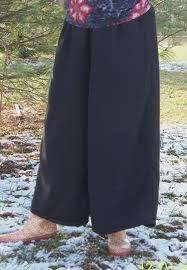 Long Ladies Knit Culottes Split Skirt -Navy Black XL 34" Length