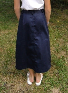 long twill uniform skirt from the back with adjustable waist 