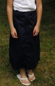 Long Twill School Uniform Skirt with pockets child size Navy 10 -23" length