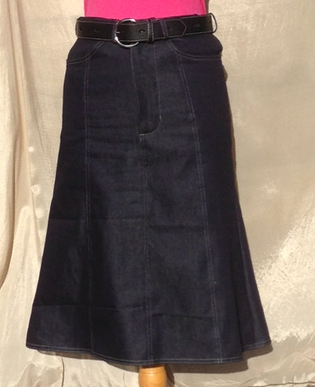 Girls Knee length Denim skirt with flared hem Child size 14