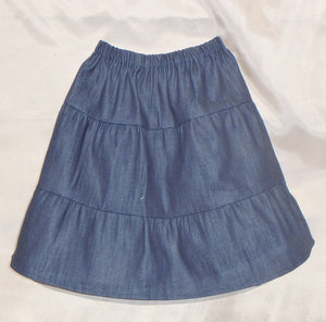 denim prairie skirt NO eyelet dark denim