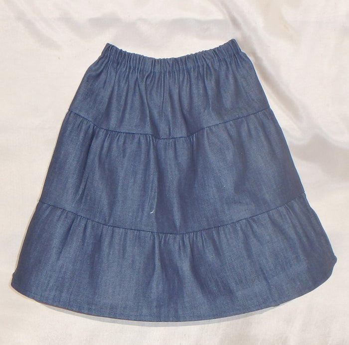 Girls tiered Denim Prairie Skirt size 8