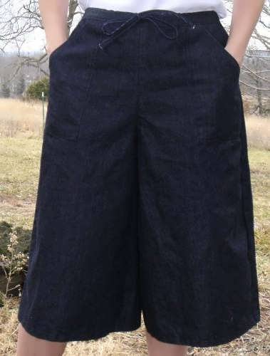 Denim Drawstring Modest Culottes Large