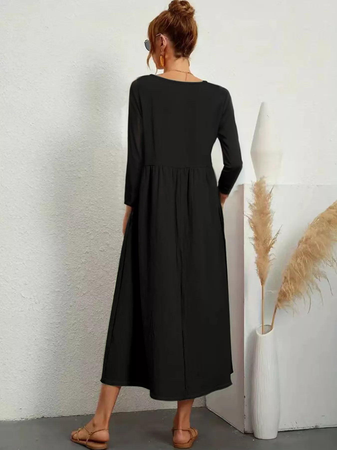 modest midi dresses formal Modest Crepe Wedding dress With Three Quarter Sleeves Adri midi Ready to Ship / White / 12 US (44 EU)