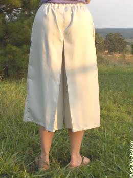 Culottes Split Skirt -Elastic waist inverted box pleat XL Dark Denim
