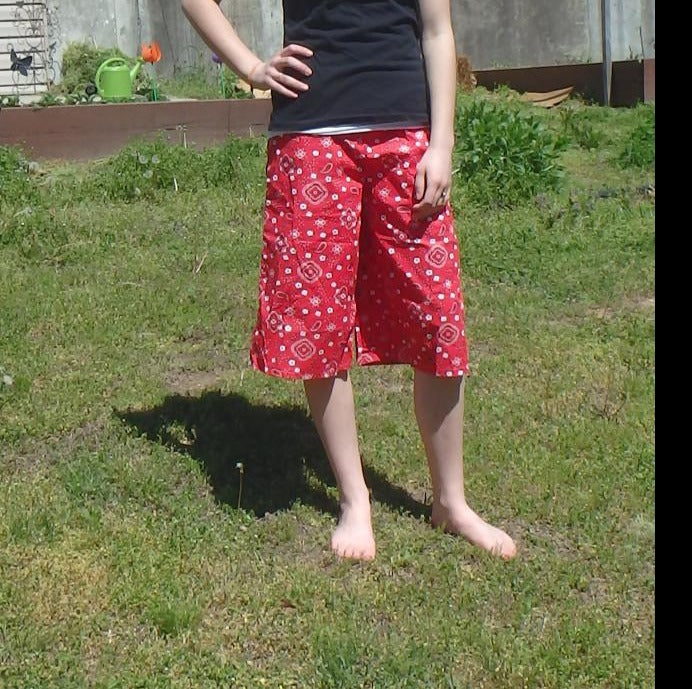 red bandana culottes