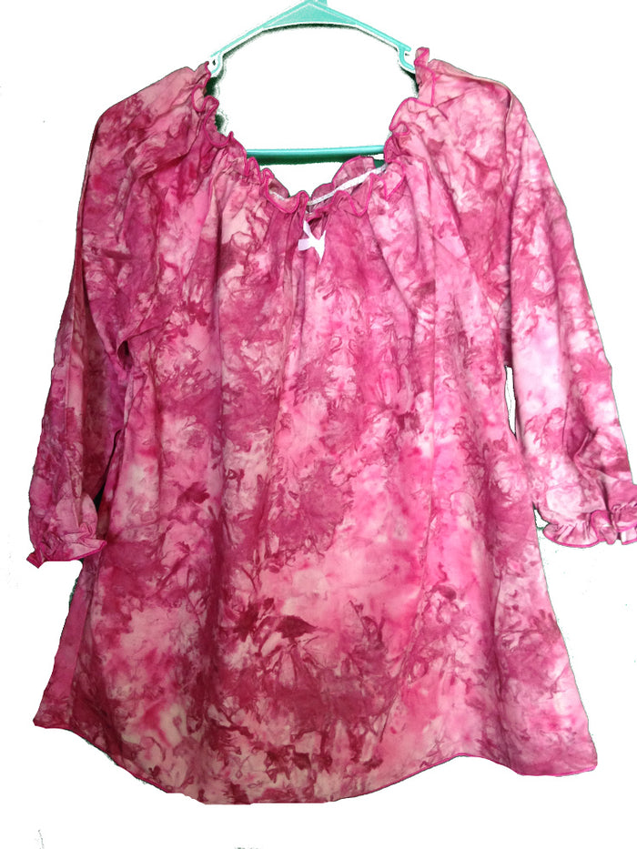 Modest Tie Dye Peasant Top-pink 2XL