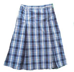 blue plaid pleated uniform skirt