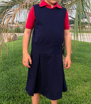Girls Pleated Uniform Jumper -navy ponti knit child size 7