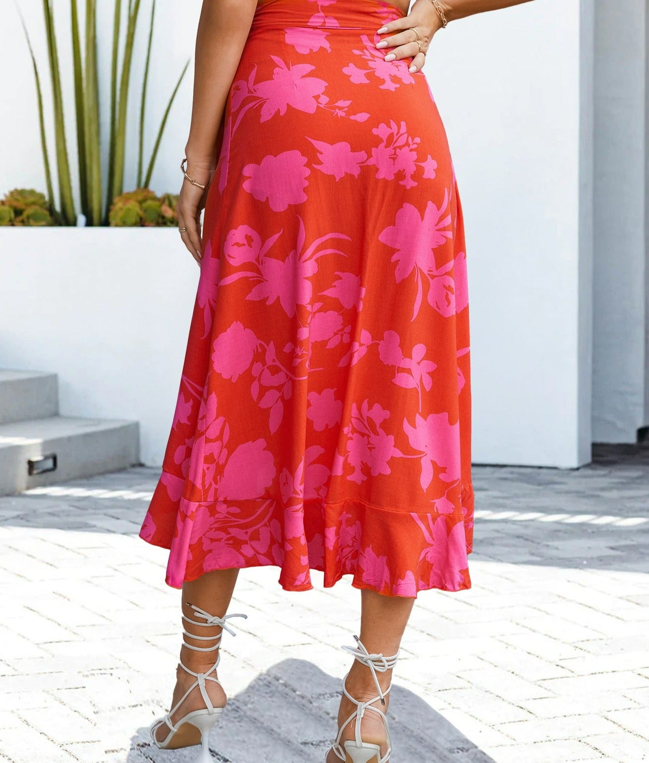 Floral Tied Ruffled Skirt