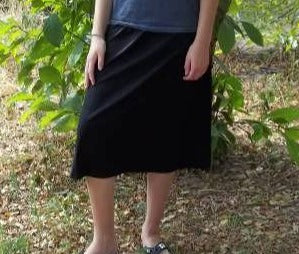 A-line Knit Skirt No Slit knee length black XL 26" length
