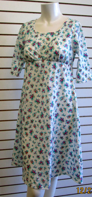 Nursing gown white blue and pink
