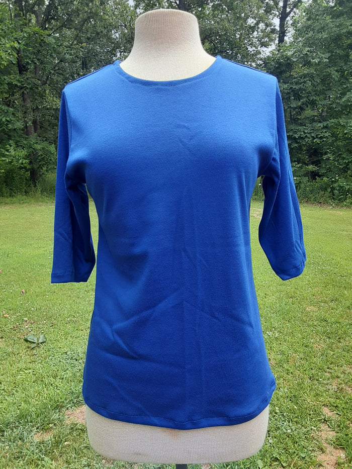 Elbow Length Interlock T-Shirt by Modest Apparel USA Small Royal