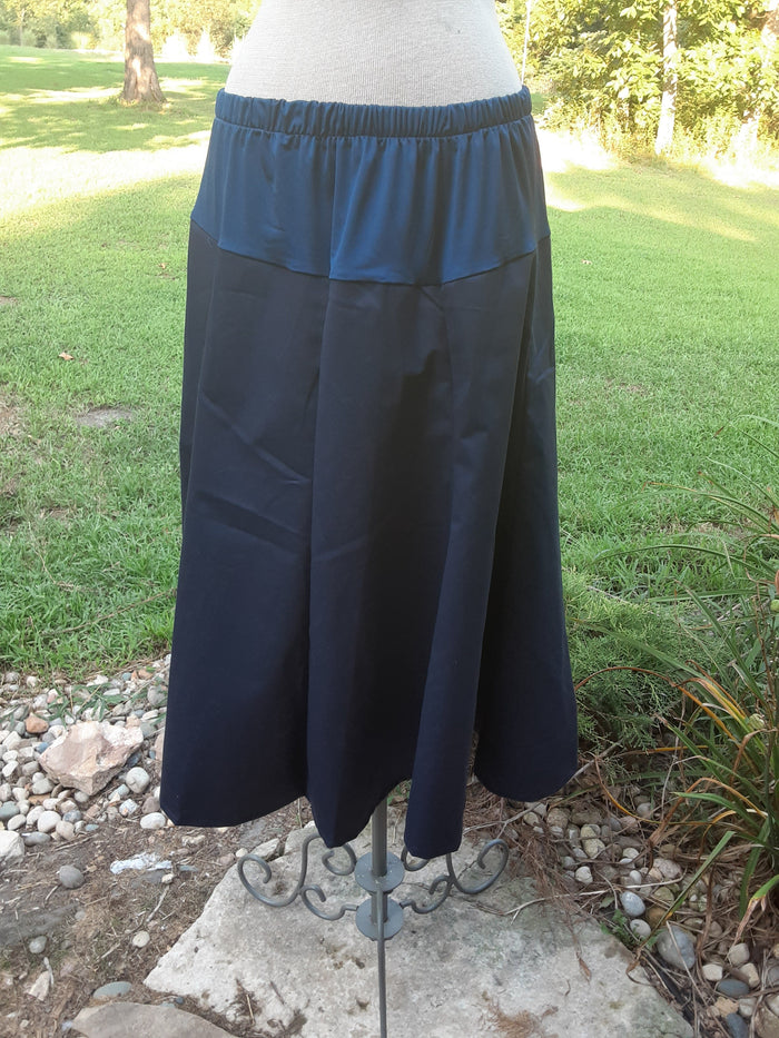 Long Gored Maternity Twill Skirt- Navy Small