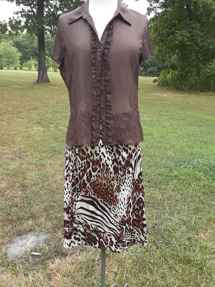 Leopard print skirt- knee length or maxi