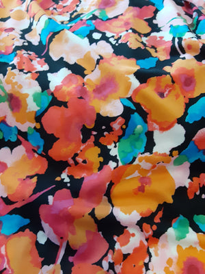 Bright floral print knee length or maxi skirt