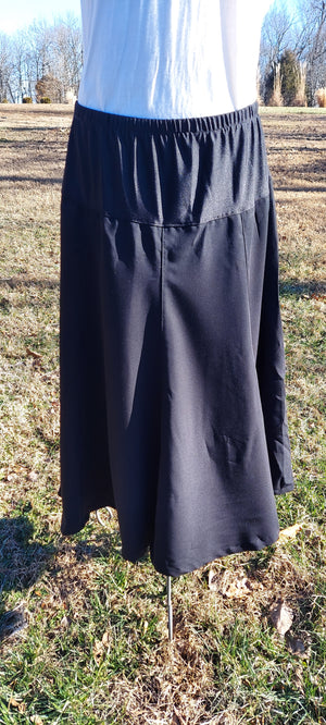 Long Gored Maternity Skirt - Large Black