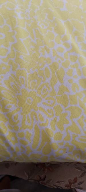 Fabric by the Yard- Yellow and white print (stretch)
