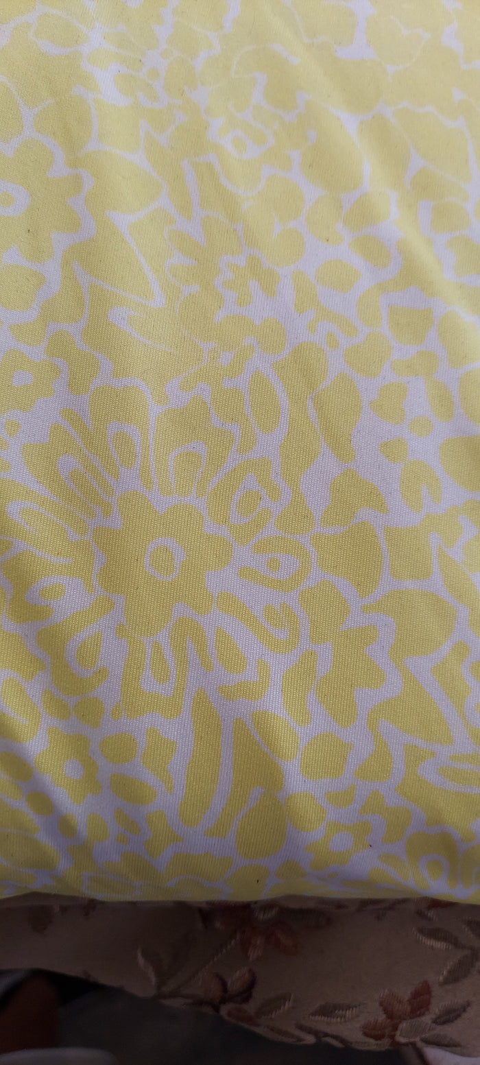 Fabric by the Yard- Yellow and white print (stretch)