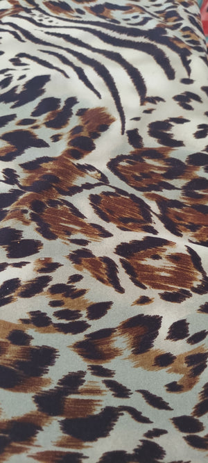 Fabric by the Yard-Blue brown black cheetah print Print (stretchy)